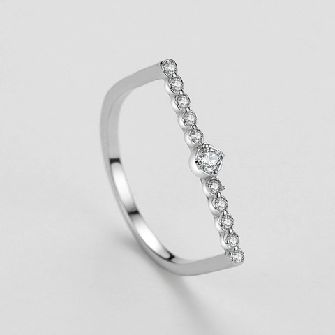 Eleganter 925 Sterlingsilber Ring U-Form Zirkonia Eingelegt Hochzeit Fingerring Romantisch Luxus Minimalistisch Feiner Schmuck Für Damen Geschenk