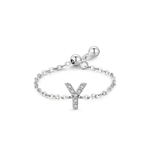 925 Sterlingsilber Buchstabe Y Verstellbarer Kettenring Für Damen Personalisiert Eingelegte Zirkonia Mode Schmuck Minimalistisch Gliederring