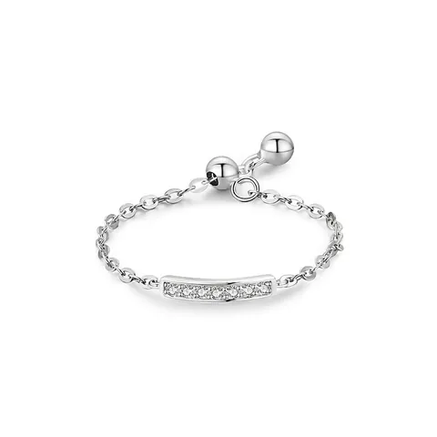 Minimalist S925 Sterlingsilber Verstellbarer Kettenring Für Damen Geometrische Zirkonia Eingelegt Mode Schmuck Accessoire