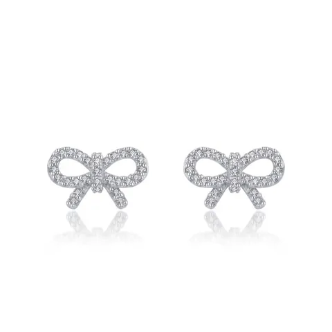 Orecchini A Lobo Con Fiocco In Argento Sterling 925 Micro Pavé Zirconia Scintillante Elegante Gioielli Da Donna