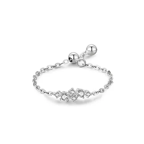 Elegante Anello a Catena Geometrico in Argento Sterling 925 Con Zirconia Micro Intarsiato per Donna Anello Regolabile Gioielli Moda Lusso Leggero