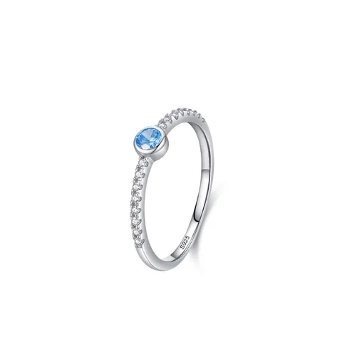 925 Sterling Silver Blue Zirconia Ring For Women Luxurious Micro Inlaid Round Zirconia Stackable Fashion Jewelry Finger Ring