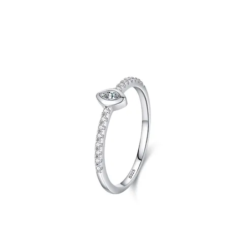 Eleganter 925 Sterlingsilber Geometrischer Ring Für Damen Marquise-Schliff Zirkonia Eingelegt Hochzeit Minimalist Schmuck