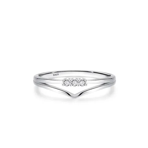 925 Sterling Silver Mobius Ring For Women Minimalist V Shape Double Layer 3 Rhinestones Micro Inlaid Stackable Fashion Ring Jewelry