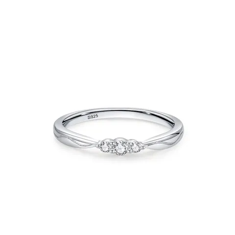 Minimalist 925 Sterling Silver Zirconia Ring For Women Elegant Stackable Micro Inlaid Geometric Finger Ring Jewelry Commuter Accessory