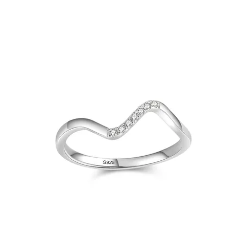 925 Sterling Silver Wave Irregular Ring For Women Minimalist Cubic Zirconia Geometric Finger Ring Commuter Fashion Jewelry