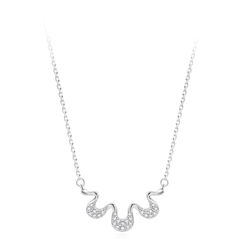 Collar de Plata de Ley 925 con Colgante de Onda Minimalista para Mujer Zirconia Cúbica Joyería de Cadena de Hueso