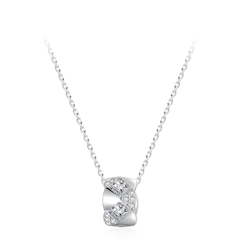 Elegante 925 Sterling Zilveren Cilinder Hanger Halsketting Luxe Gewatteerd Ontwerp Zirconia Fijne Ketting Sieraden Voor Dames