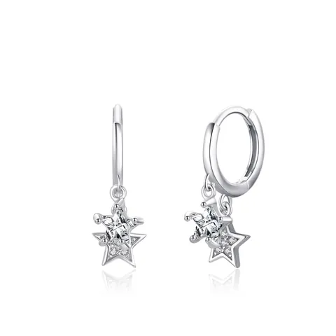 925 Sterling Zilveren Ster Hanger Oorbellen Micro Ingelegde Zirconia Dubbele Ster Drop Oorbellen Voor Vrouwen Sieraden