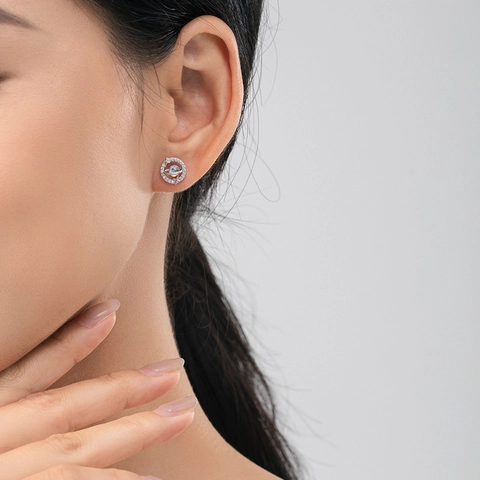 925 Sterling Silver Planet Stud Earrings For Women Moonstone Zirconia Orbit Star Fashion Celestial Earring Jewelry Gift