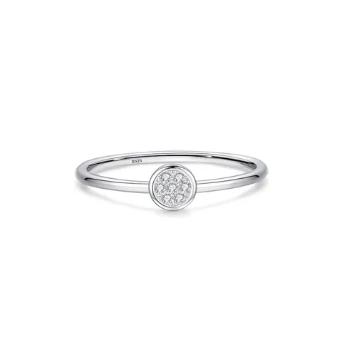 Minimalist S925 Sterling Silver Round Micro Pave Zirconia Ring Elegant Thin Band Finger Jewelry For Women Accessories Gift