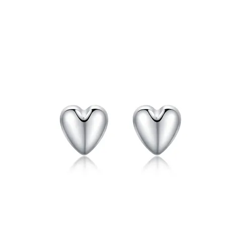 Pendientes de Botón de Corazón de Plata de Ley 925 Minimalistas Pulidos Pequeño Corazón para Mujeres Niñas Regalo Joyería de Moda