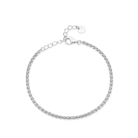 Bracciale a Catena di Grano in Argento Sterling 925 Minimalista per Donna Braccialetto a Maglie Intrecciate Regolabile Gioielleria
