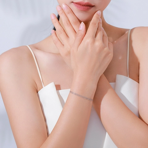 Bracciale a Doppio Strato in Argento Sterling 925 Minimalista Braccialetto Luccicante Gioielleria Raffinata Per Donna Accessorio Quotidiano