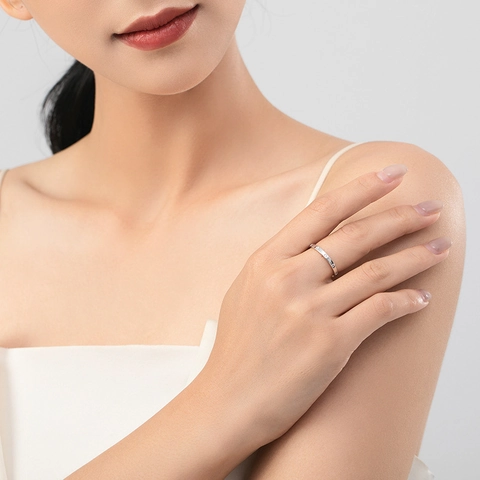 925 Sterling Silver Zirconia Ring For Women Simple Geometric Micro-Inlaid Stackable Ring Fashion Hand Jewelry Gift