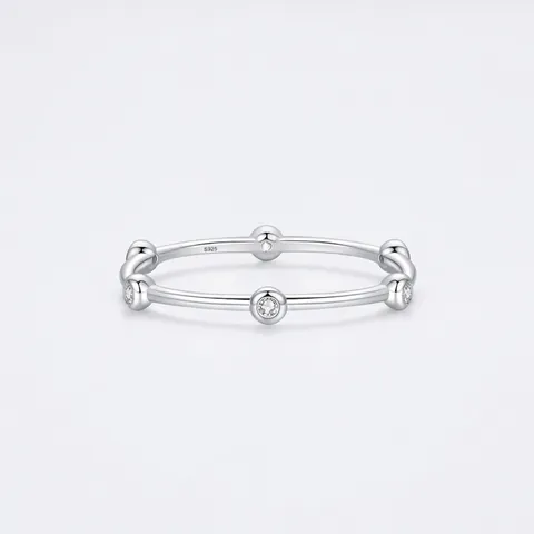 925 Sterling Silver Minimalist Zirconia Inlaid Stackable Ring For Women Japanese Korean Design Fashion Commute Jewelry Silver Ring