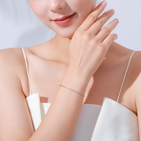Minimalist 925 Sterlingsilber Kettenglied Armband Für Damen Ins Stil Verstellbar Geometrisch Personalisiert Silber Schmuck