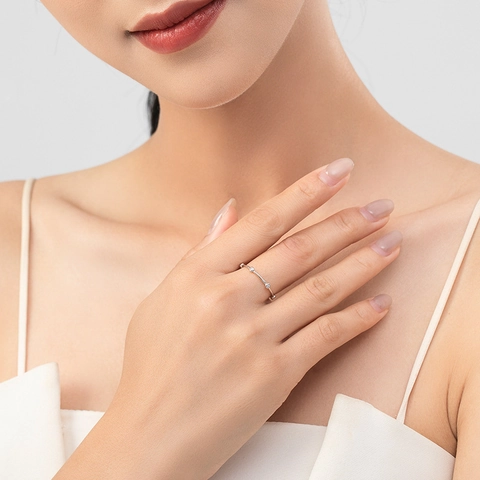 925 Sterling Silver Minimalist Zirconia Inlaid Stackable Ring For Women Japanese Korean Design Fashion Commute Jewelry Silver Ring
