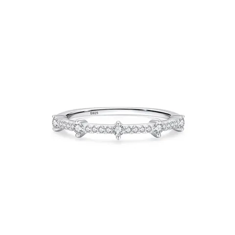 925 Sterling Silver Geometric Ring For Women Minimalist Micro Inlaid Zirconia Ring Elegant Thin Stackable Finger Jewelry Gift