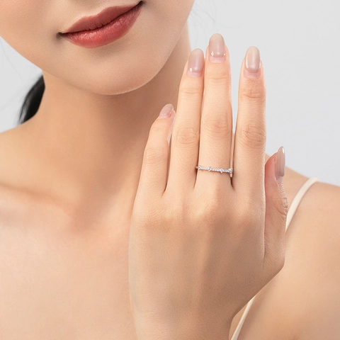 925 Sterling Silver Geometric Ring For Women Minimalist Micro Inlaid Zirconia Ring Elegant Thin Stackable Finger Jewelry Gift