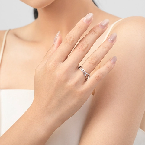 Anello Infinito a Croce Geometrica in Argento Sterling 925 Zirconia per Donna Minimalista Anello al Dito di Moda Gioielli Regalo