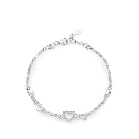 925 Sterlingsilber Herz Anhänger Armband Für Damen Doppel Lagige Kette Geschichtet Zirkonia Eingelegt Mode Schmuck Handschmuck