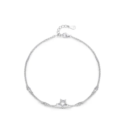 Braccialetto a Stella in Argento Sterling 925 a Doppio Strato per Donna Raffinata Zirconia Intarsiata Catena Regolabile
