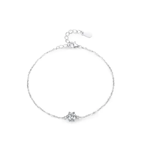 S925 Sterlingsilber Einzelstein Zirkonia Armband Für Damen Minimalist Sechs Klauen Rund Zirkonia Gliederkette Armband Modeschmuck