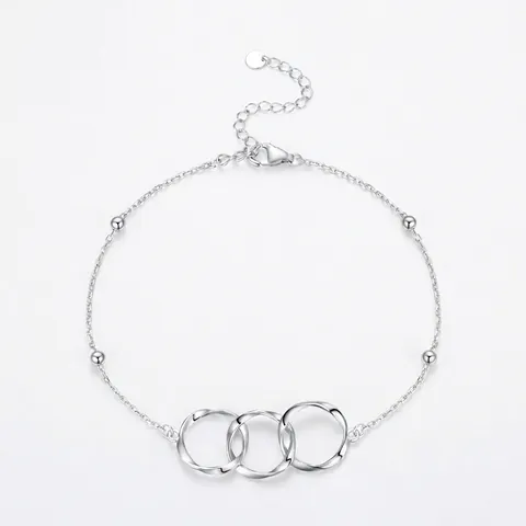 Bracciale in Argento Sterling 925 con Cerchi Intrecciati per Donna Minimalista Geometrico Regolabile Braccialetto Gioielli alla Moda