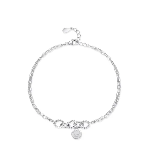 Minimalistisches 925 Sterlingsilber Geometrisches Doppelschicht Armband Gravierter Love Always Anhänger Kette Für Damen Schmuck