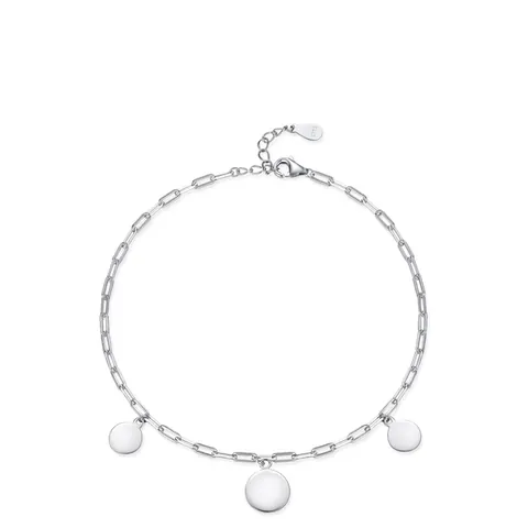 925 Sterlingsilber Minimalistisch Büroklammer Kette Armband Damen Geometrisch Rund Münze Anhänger Einstellbarer Schmuck