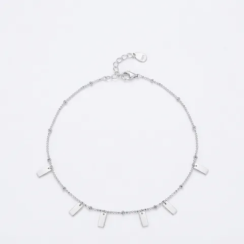 S925 Sterlingsilber Minimalistisches Armband Für Damen Geometrische Rechteckige Anhänger Kugel Kette Western Stil Schmuck