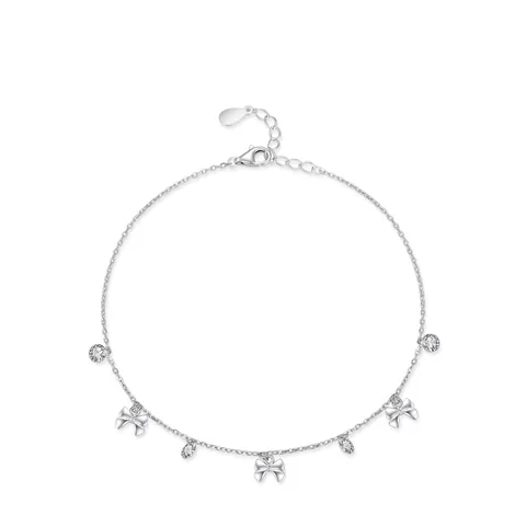 Bracciale con Fiocco in Argento Sterling 925 per Donna Romantico Zirconia Bracciale a Catena Regolabile Temperamento Dolce Gioielli di Moda