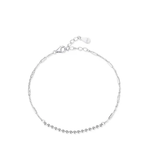 925 Sterlingsilber Armband Für Damen Minimalistisches Geometrisches Kugelketten Mode Schmuck Verstellbares Gliederkette Geschenk