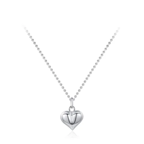 925 Sterlingsilber Herz Anhänger Halskette Minimalistisch Romantisch 3D Herz Spiegelpoliert Kugelkette Schmuck Geschenk Für Damen