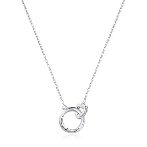 Collana con Pendente a Cerchio e Cuore Intrecciati in Argento Sterling 925 per Donna Zirconia Incastonata Elegante Gioielli Regalo