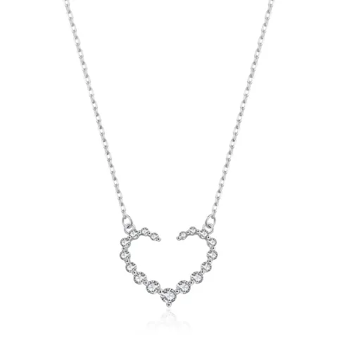 S925 Sterling Silver Heart Necklace For Women Light Luxury Zirconia Heart Pendant Minimalist Elegant Fashion Jewelry Gift