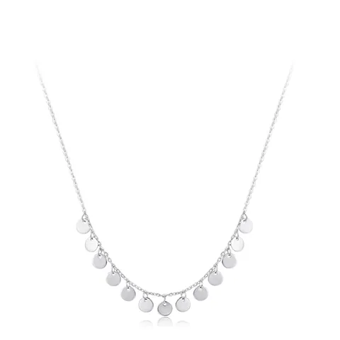 Minimalist 925 Sterling Silver Round Disc Sequin Pendant Necklace For Women Adjustable Clavicle Chain Geometric Neck Jewelry