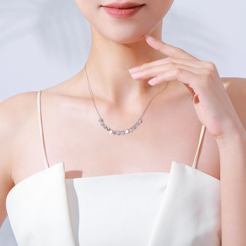 Minimalist 925 Sterling Silver Round Disc Sequin Pendant Necklace For Women Adjustable Clavicle Chain Geometric Neck Jewelry