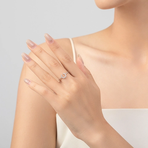 Anello Ferro di Cavallo in Argento Sterling 925 per Donna Anello Geometrico a U con Micro-Intarsi in Zirconia Gioielli Minimalisti