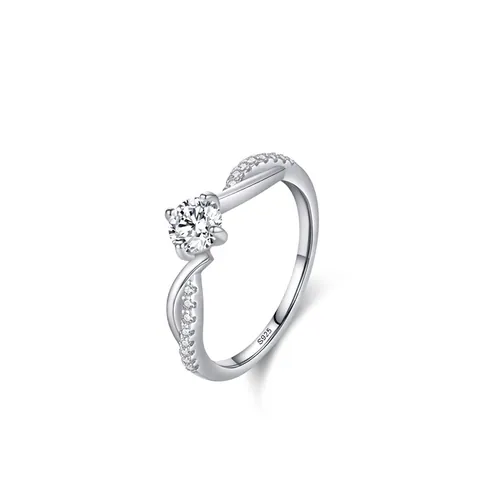 Elegante Anello in Argento Sterling S925 Con Zirconia da 1 Carato Per Donna Fascia Intrecciata Gioielli per Matrimonio e Fidanzamento