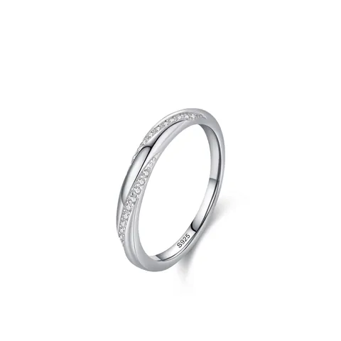 925 Sterling Silver Minimalist Geometric Zirconia Ring For Women Pave Twisted Finger Ring Fashion Fine Jewelry Gift