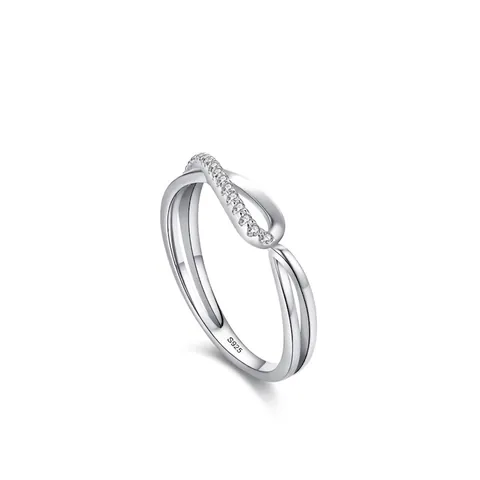 Anello in Argento Sterling 925 Geometrico Mobius per Donna Micro Pavé Zirconia Anello Minimalista Gioielli per Dita