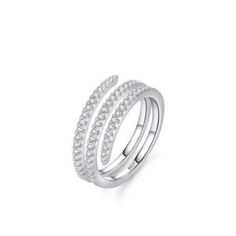 Anello in Argento Sterling 925 a Triplo Strato Con Micro Pavè di Zirconia per Donna Design di Nicchia Elegante Anello Impilabile