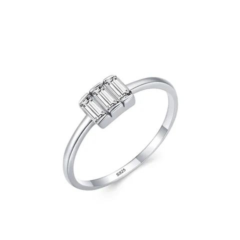 925 Sterlingsilber Baguette Zirkonia Ring Für Damen Einfache Ästhetik Rechteck Drei Steine Mikro Eingelegt Mode Schmuck Fingerring Geschenk