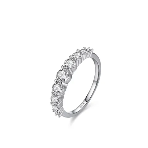 S925 Sterling Silver Geometric Zirconia Row Ring For Women Minimalist Micro Inlaid Finger Ring Fashion Jewelry Commuting Daily Accessory