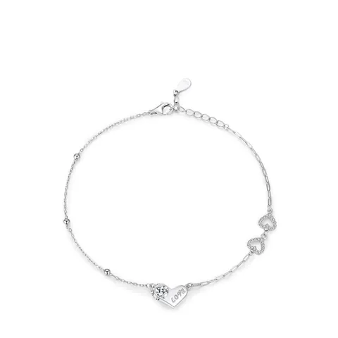 Bracciale a Cuore in Argento Sterling 925 per Donna Minimalista Lettera Love Zirconia Intarsiata Catena Regolabile