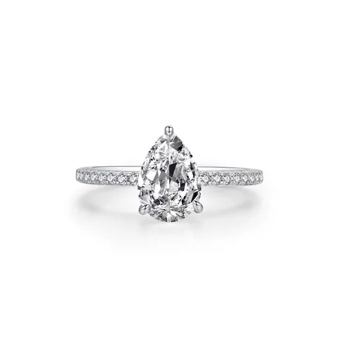 Luxurious 925 Sterling Silver Pear Shaped Zirconia Ring For Women Elegant Teardrop Cubic Zirconia Engagement Wedding Jewelry