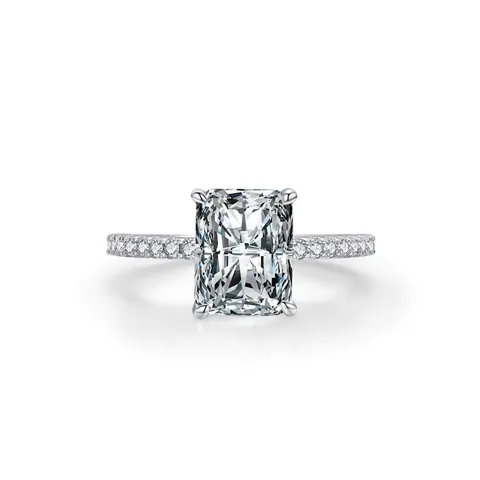 925 Sterling Silver Radiant Cut Zirconia Ring Elegant Rectangular Inlaid Sparkle Engagement Wedding Band For Women Trendy Finger Jewelry
