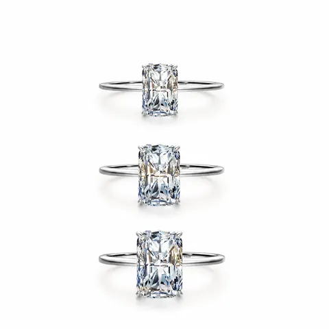 Anello in Argento Sterling 925 con Zirconia Rettangolare per Donna Anello di Fidanzamento con Diamante Simulato Taglio Radiant Gioielli di Moda